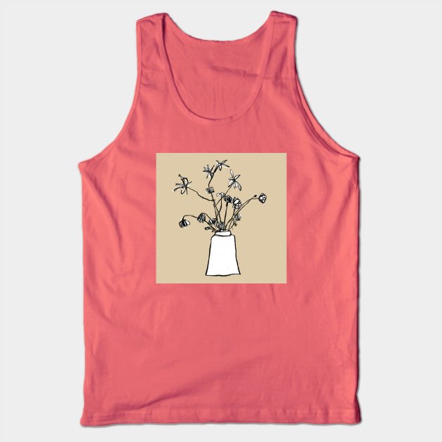 Beige Inky Vase of Flowers Tank Top by gnomeapple
